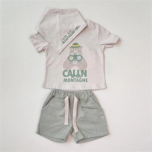 تیشرت شلوارک با پیش بند پسرانه 3 تا 18 ماه کد 2005