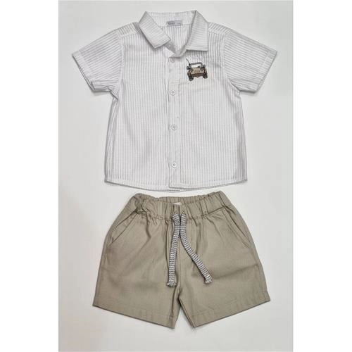 شومیز و شلوارک کتان پسرانه 6 تا 24 ماه 2002